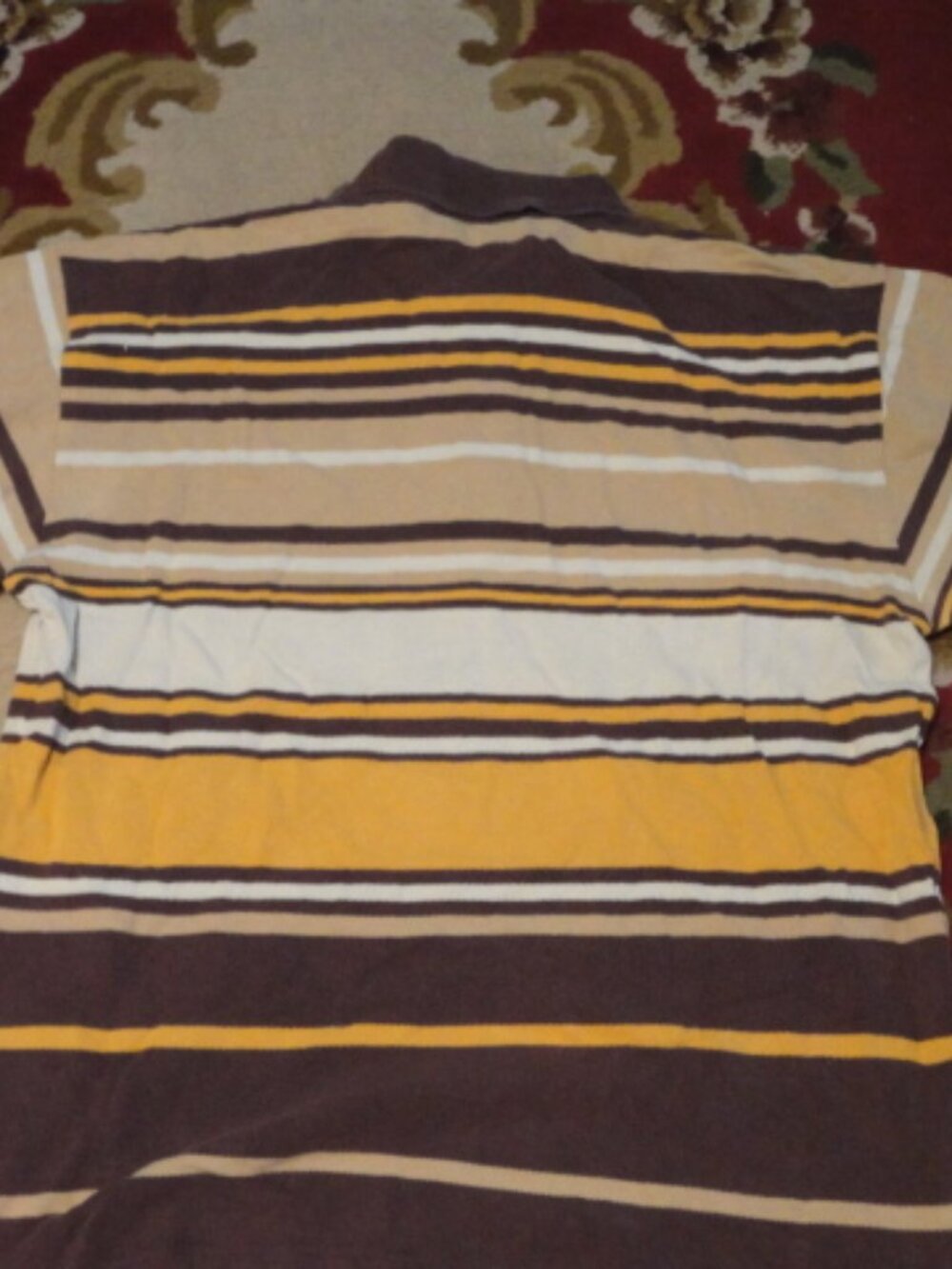 Brand: Royal Blue Brown Mustard Yellow Striped XL Collar T-shirt